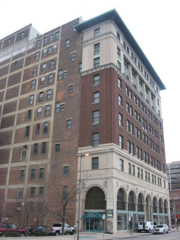 Front and eastern side of the Lasalle, Koch and Company Department Store (now the LaSalle Apartments), located at 513 Adams Street in Toledo, Ohio, United States.  Built in 1917, it is listed on the National Register of Historic Places.