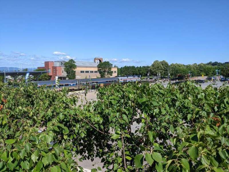 Viewing the Ethan Allen Express from the station patio