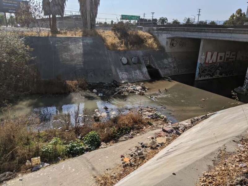 After Miguelita Creek and Lower Silver Creek merge, they flow under US 101 toward Coyote Creek.  It is not clear what the correct creek name is here.
