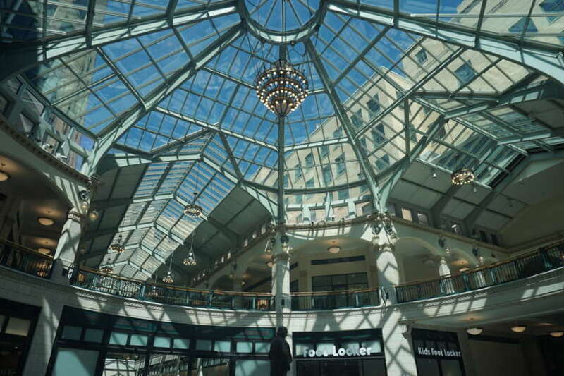The interior of the Plankinton Arcade in Milwaukee, Wisconsin (United States).