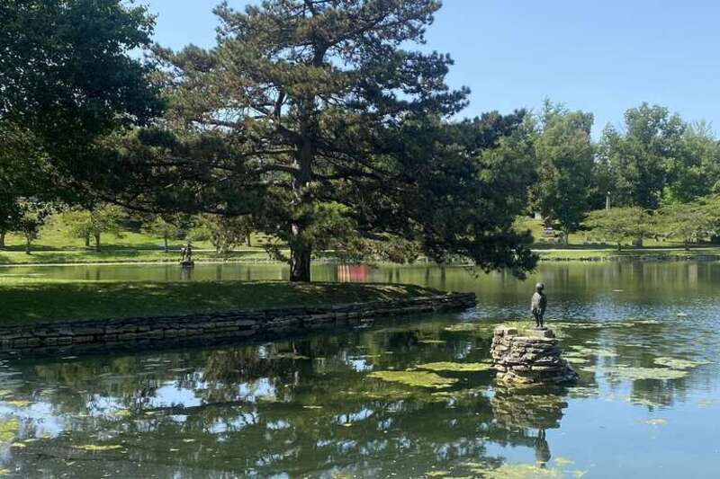 A view across Mirror Lake at Forest Lawn Cemetery in Buffalo, New York on a September 202 afternoon.