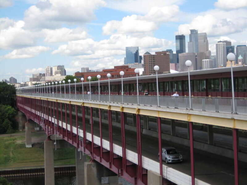 Between two parts of the University of Minnesota campus