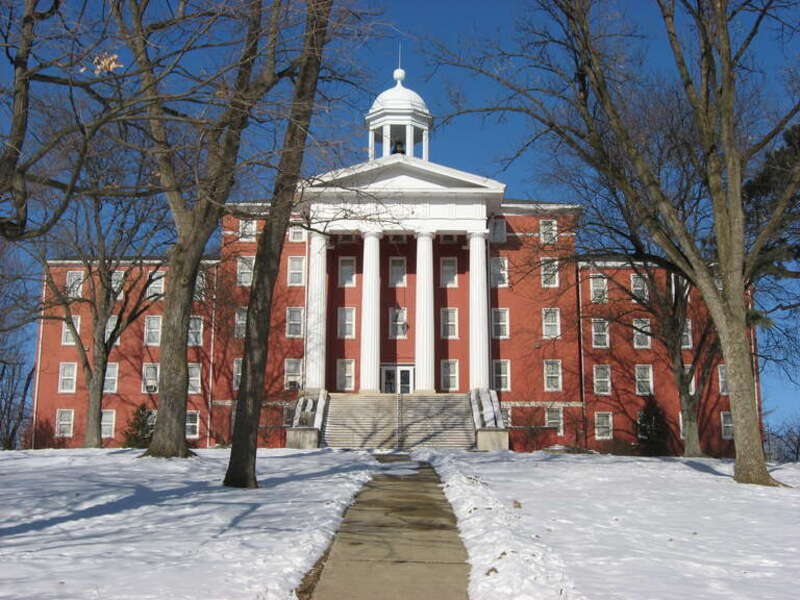 Front of Myers Hall, located on the campus of Wittenberg University in Springfield, Ohio, United States.  Built in 1847, it is listed on the National Register of Historic Places.