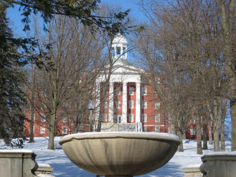 Front of Myers Hall, located on the campus of Wittenberg University in Springfield, Ohio, United States.  Built in 1847, it is listed on the National Register of Historic Places.