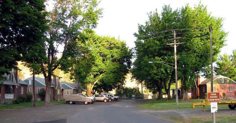 The Nine Mile Dam cottages.  Originally built to house the dam operators, they are now used as residences for the Riverside State Park rangers.