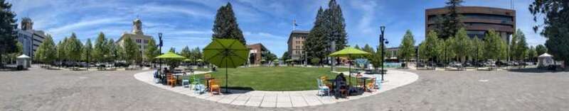 Panoramic view of Old Courthouse Square, Santa Rosa, California, from the southeast (near the 3rd St. &amp;amp; Santa Rosa Ave. side).