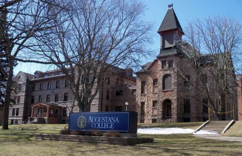 Old Main (right) and East Hall (left) on the campus of Augustana College in Sioux Falls, South Dakota, USA.