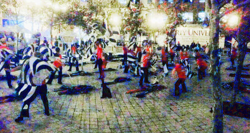 Cheering on each artist in the PANO-Vision genre, this flag team itself has been PANO-sabotaged!