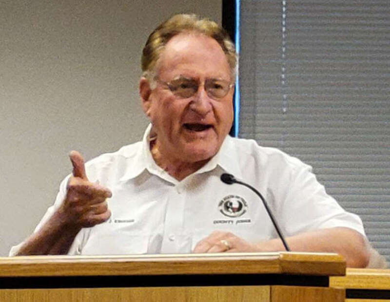 Commissioner's Court Judge Mark Keough speaking to the Montgomery County Texas Republican Party in Conroe, Texas on July 13, 2021.