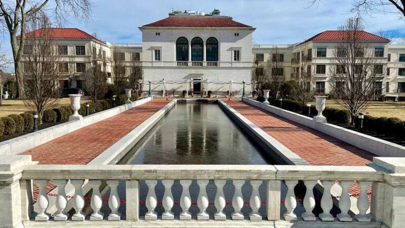 The reflecting pool by the Vail Mansion in Morristown, New Jersey.