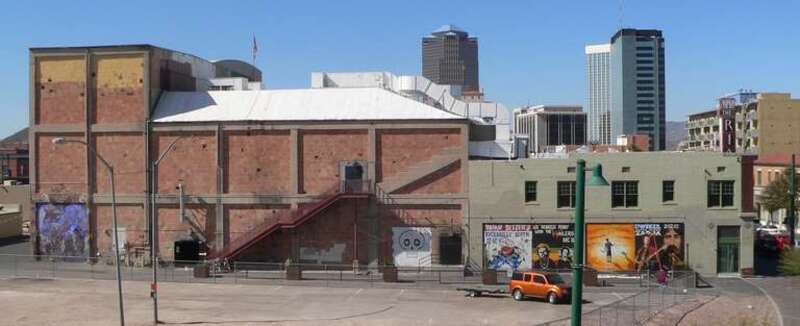 Rialto Theatre, located at 318 E. Congress Street in Tucson, Arizona.  View is from the east, across Herbert Avenue.