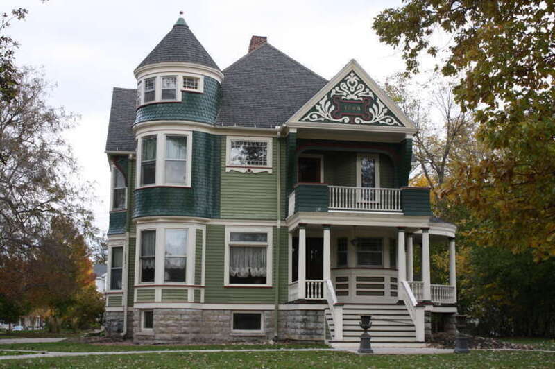 Looking north at the Richard Guenther House in Oshkosh, Wisconsin. It is listed on the National Register of Historic Places.