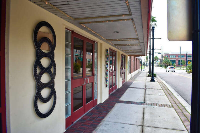 The Ritz Theater (1929) in the LaVilla neighborhood of Jacksonville, Florida, was renovated in 1999. The facade includes wall sculptures by California artist Susan Cooper titled, 'LaVilla Braid,&quot; (2007).
