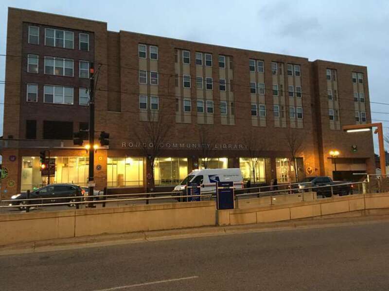 Rondo Community Outreach Library seen from across University Ave.