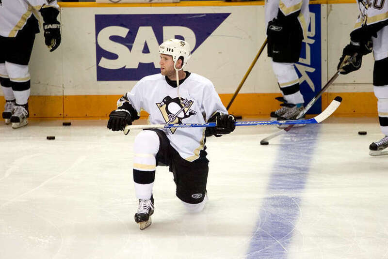 Ryan Whitney during pregame. Pittsburgh Penguins vs. San Jose Sharks