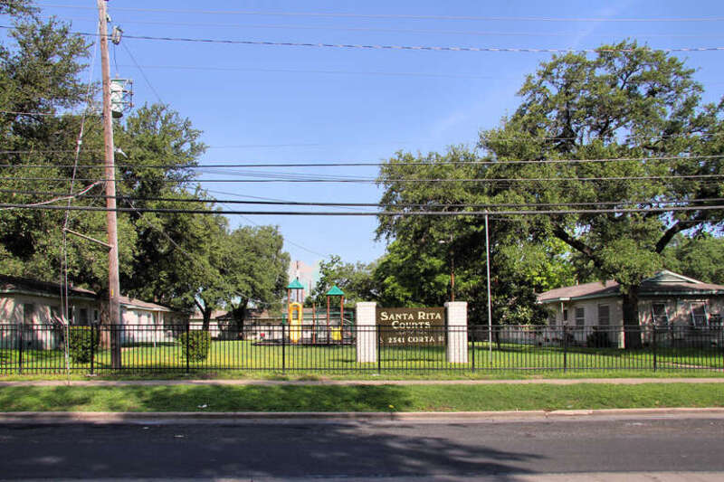 Santa Rita Courts roughly bounded by East 2nd, Pedernales, Santa Rita &amp;amp; Corta Streets, Austin, Texas, United States. The complex was listed on the National Register of Historic Places on April 17, 2008.
