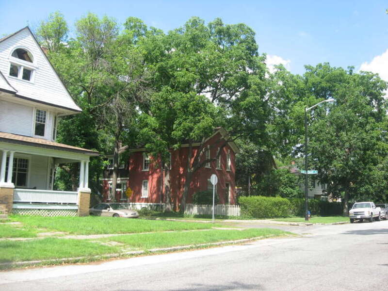 Houses on the northern side of LaSalle Avenue at the Scott Street intersection in South Bend, Indiana, United States.  This block is part of the West LaSalle Avenue Historic District, a historic district that is listed on the National Register of