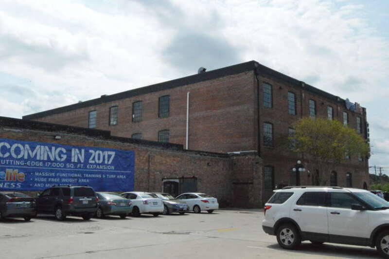 Front and northern side of the Southern Bagging Company building, located at 1900 Monticello Avenue in Norfolk, Virginia, United States.  Built in 1918, it is listed on the National Register of Historic Places, and it is part of a Register-listed