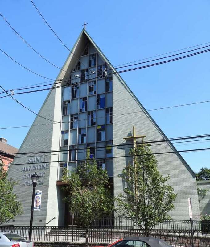 Looking east at church