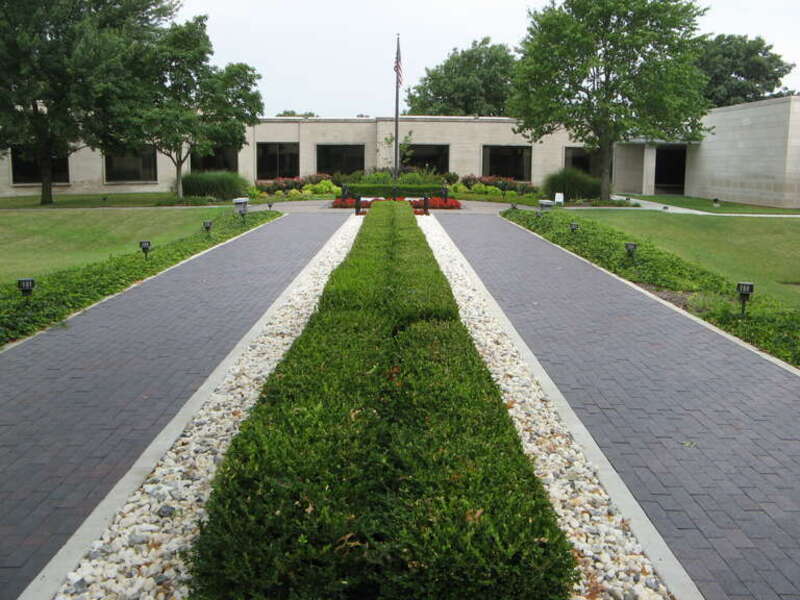 The courtyard in the Truman Library and Museum where Harry and Bess Truman (as well as Margaret Truman and her husband) are buried.
