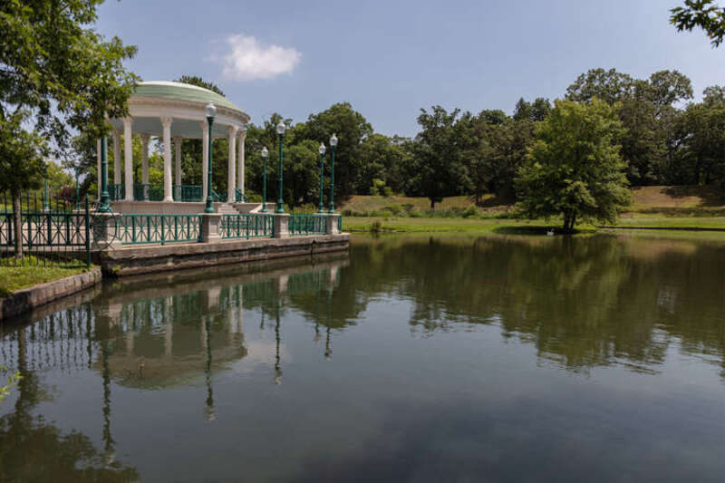 This open, colonnaded Ionic rotunda serves as the bandstand at the 435-acre Roger Williams Park in Providence, the capital of, and largest city in, Rhode Island. The park is named for Williams, a theologian and Puritan minister who founded Britain's