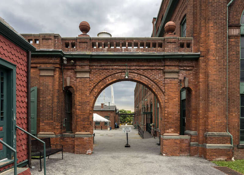 The entrance to the main complex at Thomas Edison National Historical Park, West Orange, New Jersey, USA