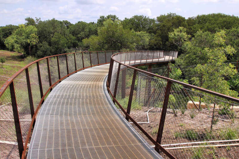 The skywalk leading to the Robert L.B. Tobin Land Bridge in San Antonio, Texas, United States.