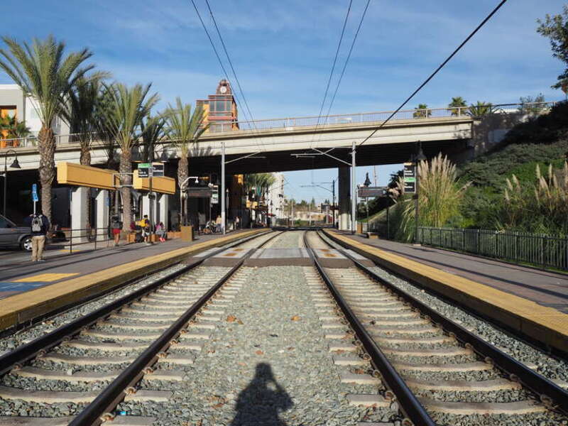 The two tracks at Grossmont station on the San Diego Trolley