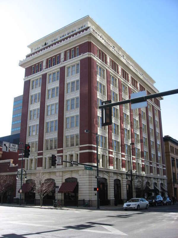 The Tramway Building, located at the intersection of Fourteenth and Arapahoe Streets in Denver, Colorado, United States.  Once the offices of Denver's public transportation system, it is now the location of the Hotel Teatro.  Built in 1911, the