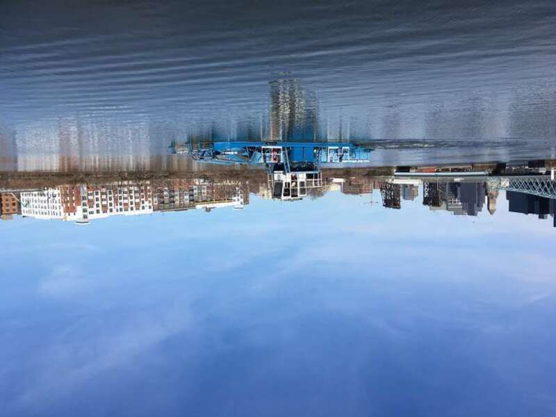 Trash skimmer on the Passaic River