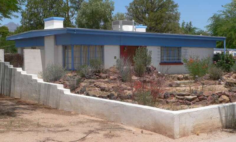 House at 2019 E. Water Street in Tucson, Arizona; seen from the southwest.