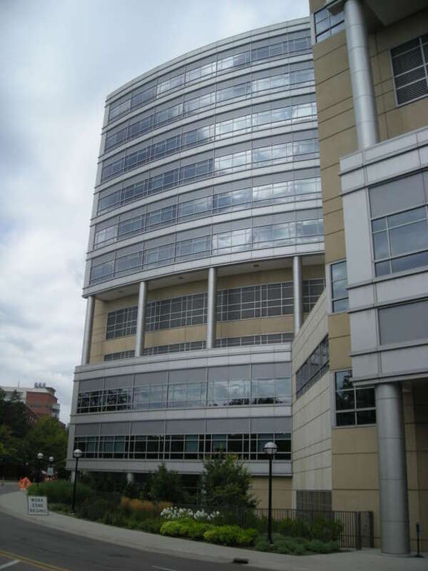 The C.S. Mott Children's Hospital and Von Voigtlander Women's Hospital on the medical campus of the University of Michigan in Ann Arbor, Michigan (United States).