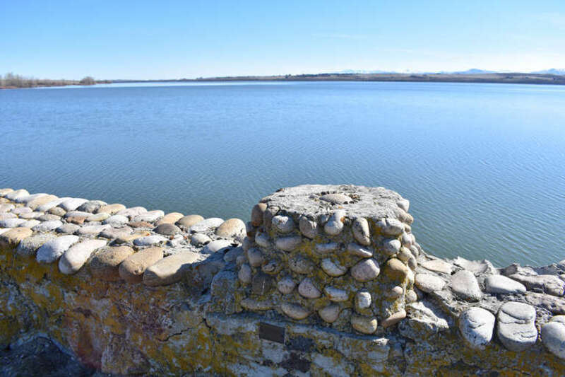 The parapet of the Upper Embankment at Lake Lowell was made by the Civilian Conservation Corps. It is part of Deer Flat National Wildlife Refuge near Nampa, Idaho.