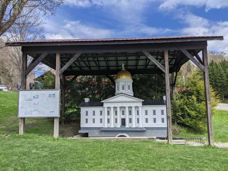 Model of Vermont State House on display at Morse Farm Maple Sugarworks located at 1168 County Road, Montpelier, VT 05602-8135.