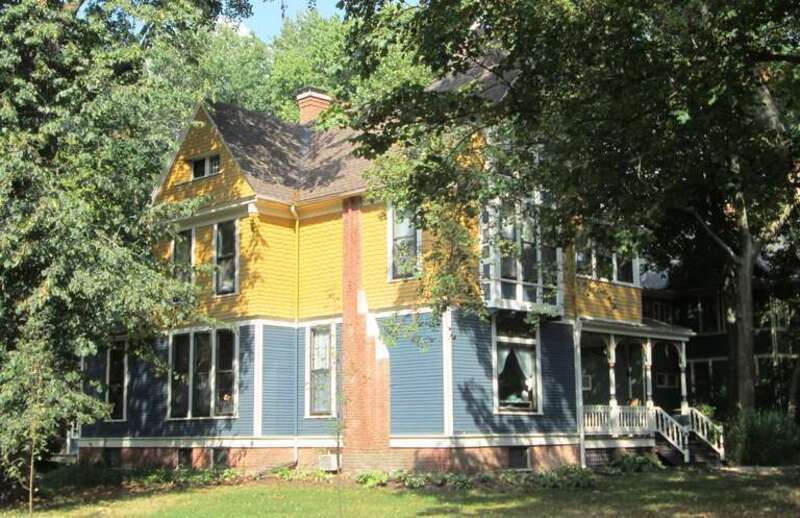 The Wahl House at 510 West Main Street in Urbana, Illinois was built in 1892 in the Queen Anne style for Louis A. Wahl, a saloon owner. The property was bought from Col. Samuel Busey, whose family had owned it since 1830. (Sources: [1] and [2])