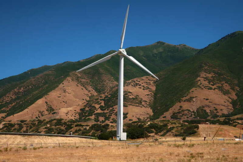 Wind turbine at Spanish Fork Wind Park in Spanish Fork, Utah