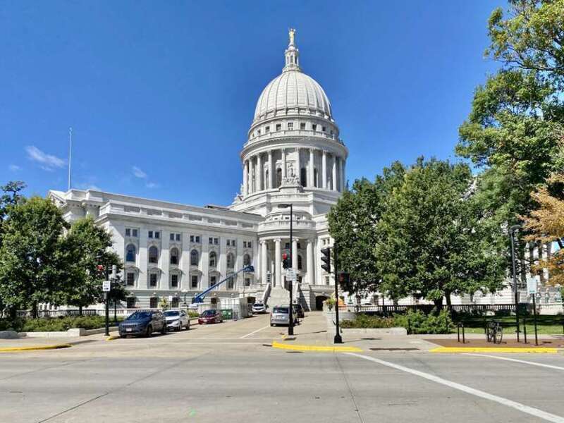 Built in 1906-1917, this Beaux Arts-style Capitol Building was designed by George B. Post to house the state house of representatives, state senate, and offices for the Wisconsin State Government.  The fourth state capitol to house the state