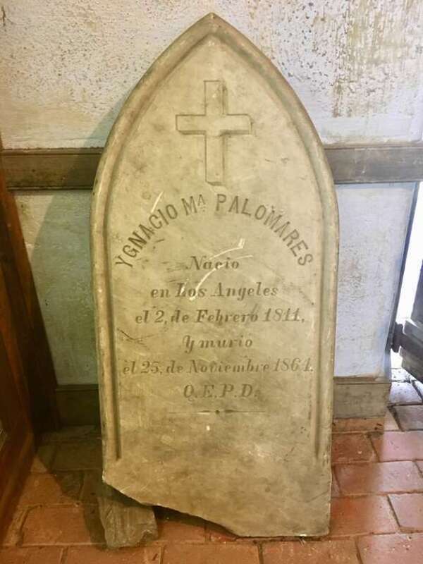 Ygnacio Palomares tombstone found at Palomares Adobe, Courtesy of The Historical Society of Pomona Valley