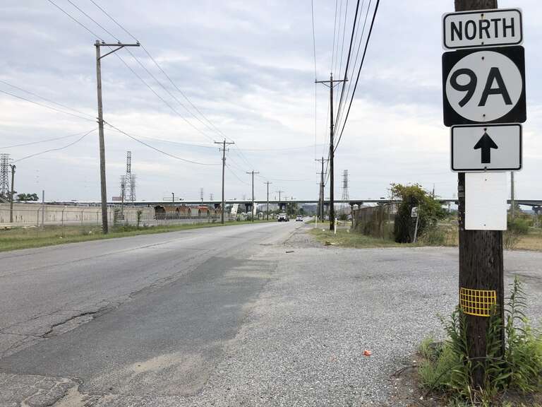 View north along Delaware State Route 9A (Christiana Avenue) north of Terminal Avenue in Wilmington, New Castle County, Delaware