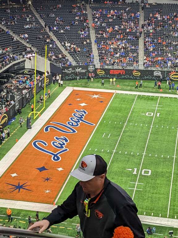 The end zone and part of the field at Allegiant Stadium in Paradise, Nevada, during the 2022 Las Vegas Bowl
