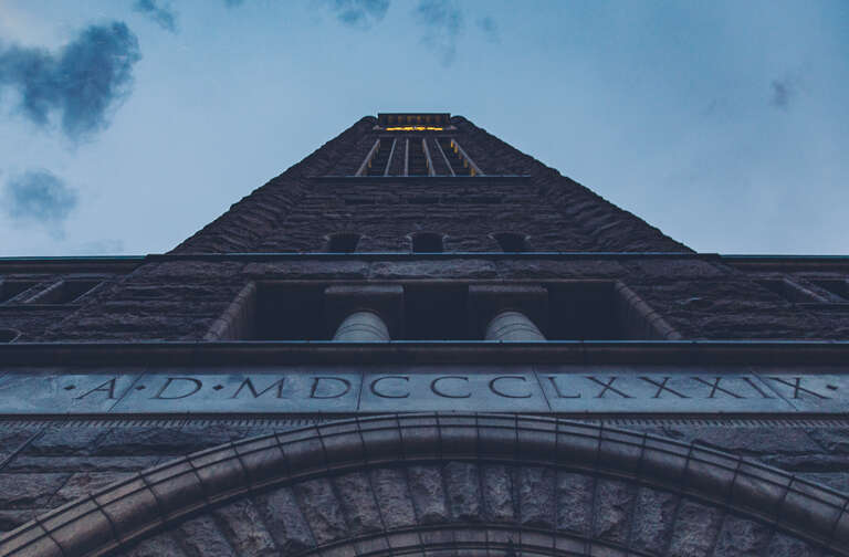 The Minneapolis City Hall clock tower - Downtown Minneapolis, Minnesota.