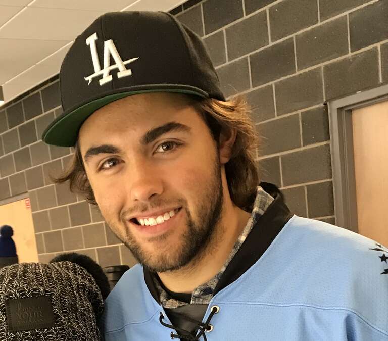 Alex Iafallo in attendance at a Buffalo Beauts home game during the 2018-19 NWHL season.