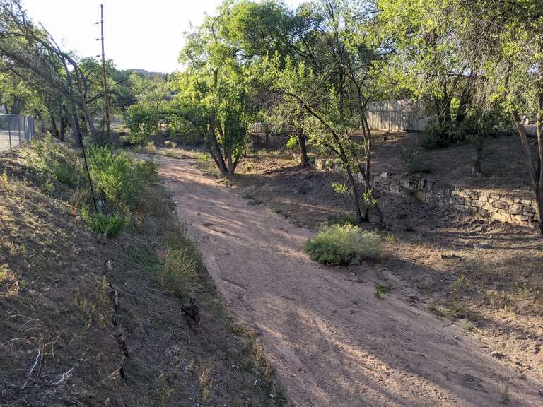Arroyo de la Piedra at confluence with Arroyo Barranca, forming Arroyo Mascaras, Santa Fe, New Mexico