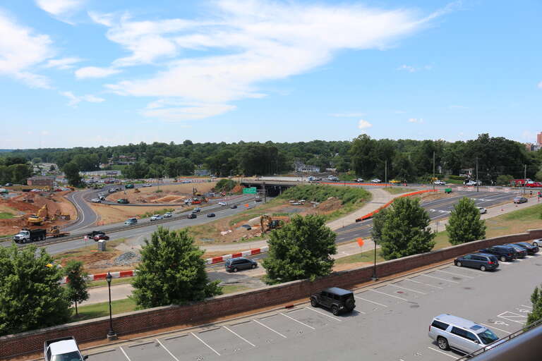 Reconstruction of Peters Creek Parkway interchange at Salem Parkway, view from BB&amp;amp;T Ballpark.