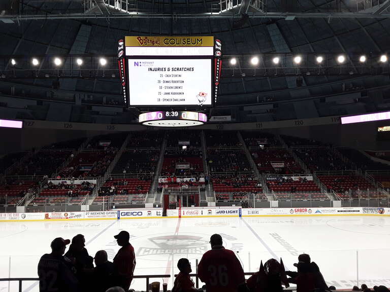 w:Bojangles' Coliseum in w:Charlotte, North Carolina before a w:Charlotte Checkers game