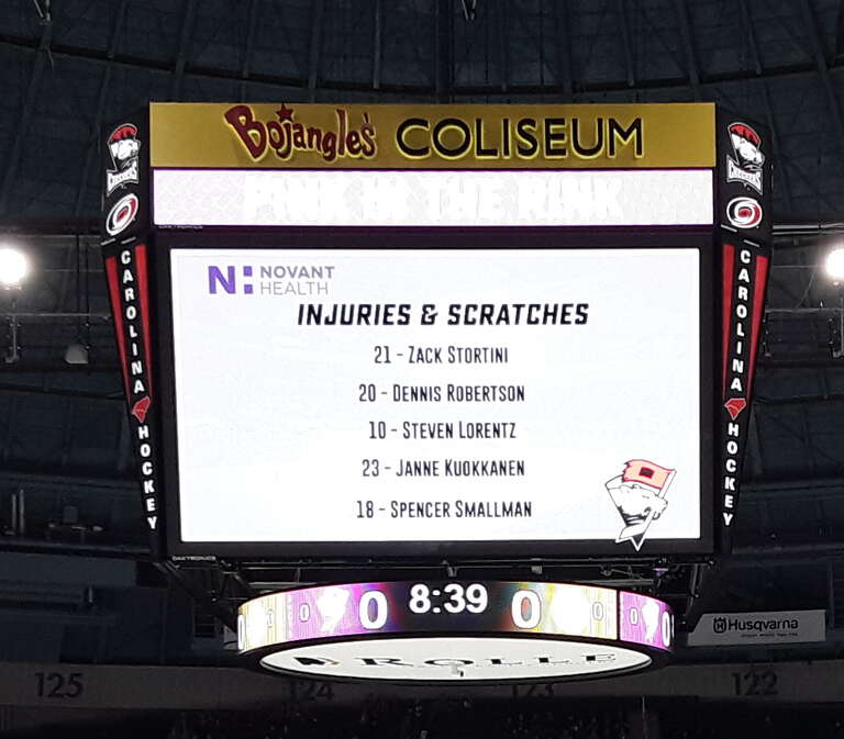 w:Bojangles' Coliseum in w:Charlotte, North Carolina before a w:Charlotte Checkers game