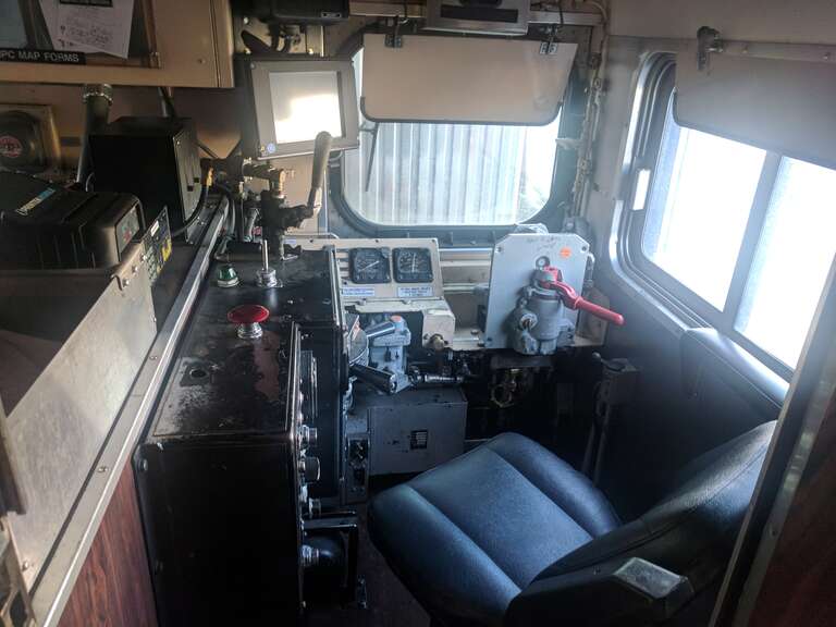 Control cab, Nippon Sharyo JPBX 4018 (B End). Car was running as a bike trailer, door was left unlatched.