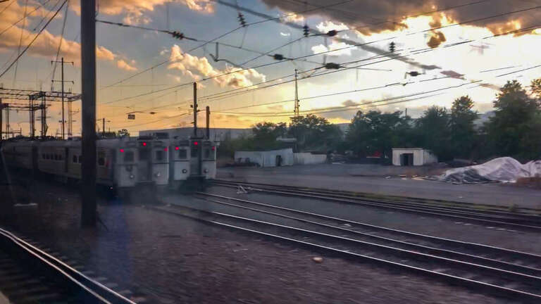 County yard, seen from train, on the Northeast Corridor, New Jersey