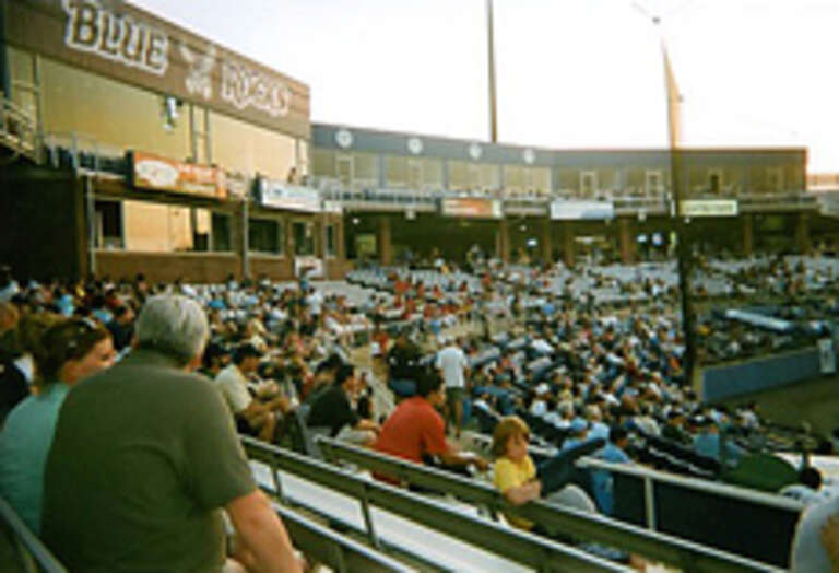 The crowd at Daniel S. Frawley Stadium. Fans enjoy the intimate setting of minor league games and the excitement of possibly seeing baseball's future stars.