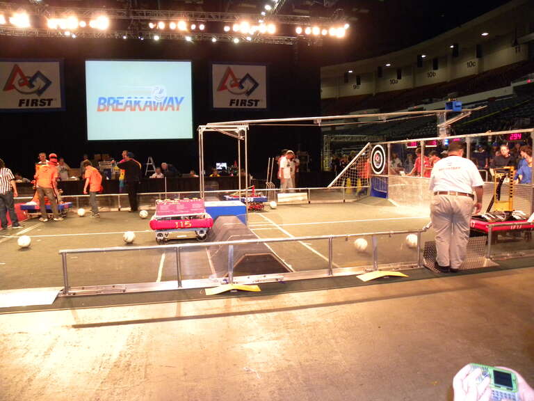 Robots at set position, 2010 FIRST Robotics Regional in San Diego